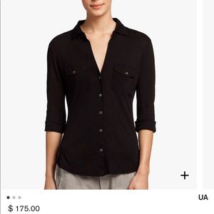 James Perse fitted collared shirt in black 0/XS